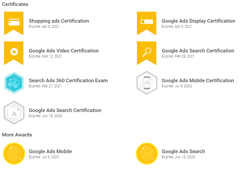 Google certificates 