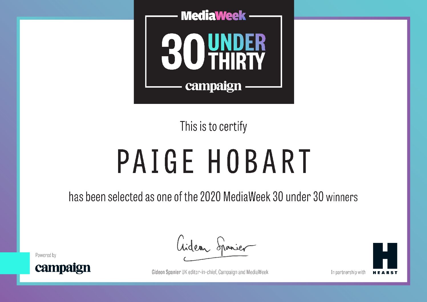 Paige Hobart, SEO Team Director at ROAST announced as one of Campaign Media Week’s 30 Under 30